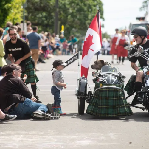 a person on a motorcycle with a flag